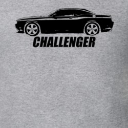 2008 Challenger Side View With Model Name Heather Grey T Shirt