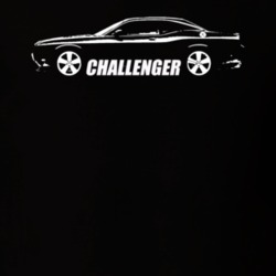 2008 Challenger Side View With Model Name Black T Shirt