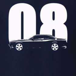 2008 Challenger Side View With Year Navy Blue T Shirt