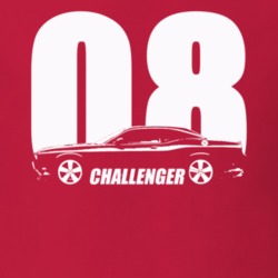 2008 Chalenger Side View With Year And Model Name Red T Shirt