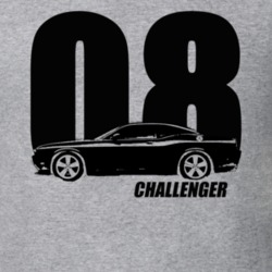 2008 Challenger Side View With Year And  Model Name Heather Grey T Shi
