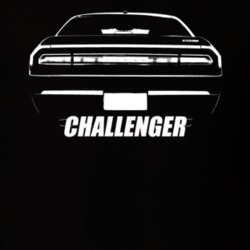 2008 Challenger Rear View With Model Name Black T Shirt