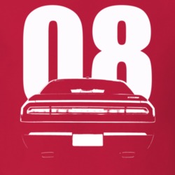 2008 Challenger Rear View With Year Red T Shirt