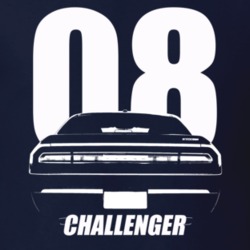 2008 Challenger Rear View With Year And Model Name Navy Blue T Shirt