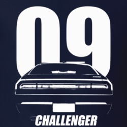 2009 Challenger Rear View With Year And Model Name Navy Blue T Shirt