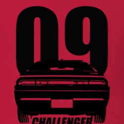 2009 Challenger Rear View With Year And Model Name Red T Shirt