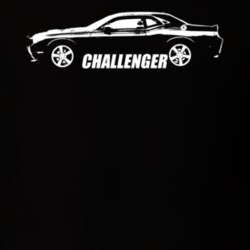 2009 Challenger Side View With Model Name Black T Shirt