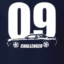 2009 Challenger Side View With Year And Model Name Navy Blue T Shirt