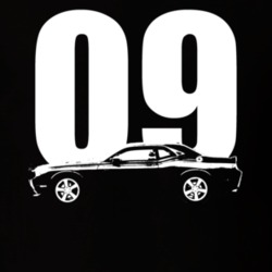 2009 Challenger Side View With Year Black T Shirt
