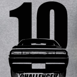 2010 Challenger Rear View With Year And Model Name Heather Grey T Shir