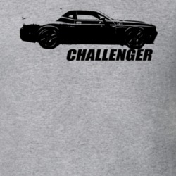2017 Challenger Side View With Model Name Heather Grey T Shirt
