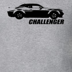 2018 Challenger Side View With Model Name Heather Grey T Shirt