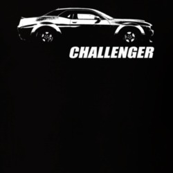 2018 Challenger Side View With Model Name Black T Shirt