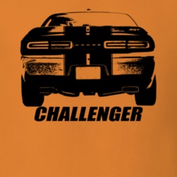 2016 Challenger Rear View With Model Name Bright Orange T Shirt