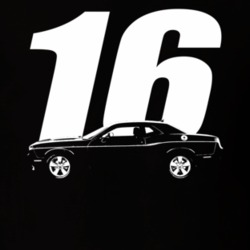 2016 Challenger Side View With Year Black T Shirt