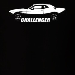 2014 Challenger Side View With Model Name Black T Shirt