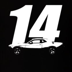 2014 Challenger Side View With Year Black T Shirt