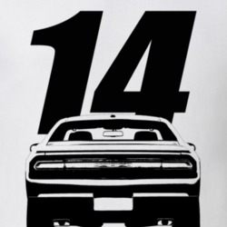 2014 Challenger Rear View With Year And Model Name White T Shirt