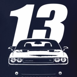 2013 Challenger Grill View With Year And Model Name Navy Blue T Shirt