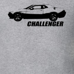 2013 Challenger Side View With Model Name Heather Grey T Shirt