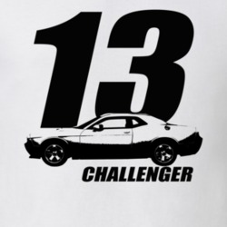 2013 Challenger Side View With Year And Model Name White T Shirt