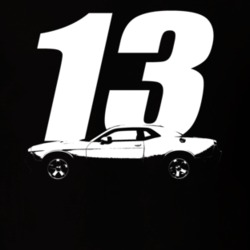 2013 Challenger Side View With Year Black T Shirt