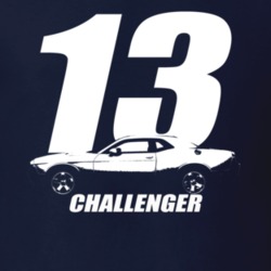 2013 Challenger Side View With Year And Model Name Navy Blue T Shirt