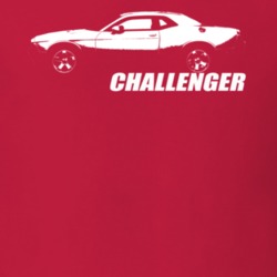 2013 Challenger Side View With Model Name Red T Shirt