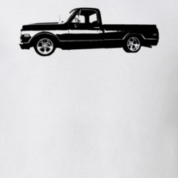 1972 C10 K10 Pickup Truck Side View White T Shirt