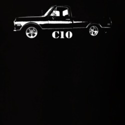 1972 C10 Pickup Truck Side View With Model Name Black T Shirt