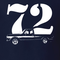 1972 C10 K10 Pickup Truck Side View With Year Navy Blue T Shirt