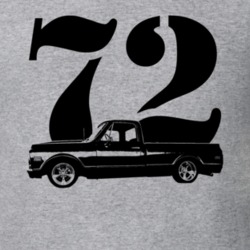 1972 C10 K10 Pickup Truck Side View With Year Heather Grey T Shirt