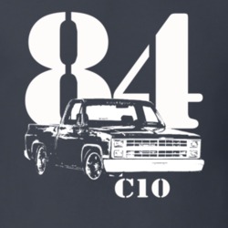 1984 C10 K10 Pickup Truck Side View With Year And Model Name Charcoal 