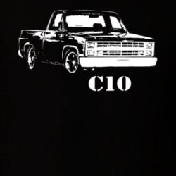 1984 C10 K10 Pickup Truck Side View With Model Name Black T Shirt