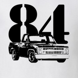 1984 C10 K10 Pickup Truck Side View With Year White T Shirt
