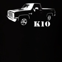 1983 K10 Pickup Truck Side View With Model Name Black T Shirt