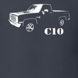 1983 C10 Pickup Truck Side View With Model Name Charcoal Grey T Shirt