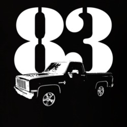 1983 C10 K10 Pickup Truck Side View With Year Black T Shirt