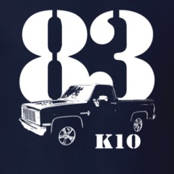 1983 K10 Pickup Truck Side View With Year And Model Name Navy Blue T S