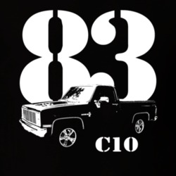 1983 C10 Pickup Truck Side View With Year And Model Name Black T Shirt