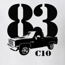 1983 C10 Pickup Truck Side View With Year And Model Name White T Shirt