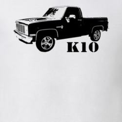 1983 K10 Pickup Truck Side View With Model Name White T Shirt