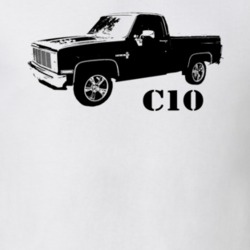 1983 C10 Pickup Truck Side View With Model Name White T Shirt