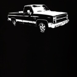 1982 C10 K10 Pickup Truck Three Quarter View Black T Shirt
