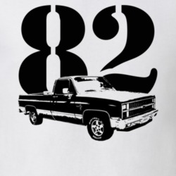1982 C10 K10 Pickup Truck Three Quarter View With Year White T Shirt