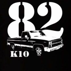 1982 K10 Pickup Truck Three Quarter View With Year And Model Name Blac