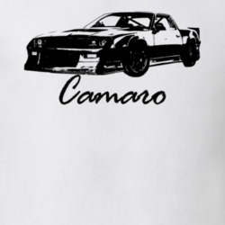 1992 Camaro Three Quarter View With Model Name White T Shirt