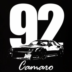 1992 Camaro Three Quarter View With Year And Model Name Black T Shirt