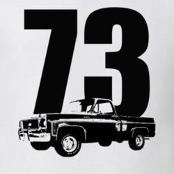 1973 C10 K10 Pickup Truck Three Quarter View With Year White T Shirt