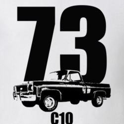 1973 C10 Pickup Truck Three Quarter View With Year And Model Name Whit